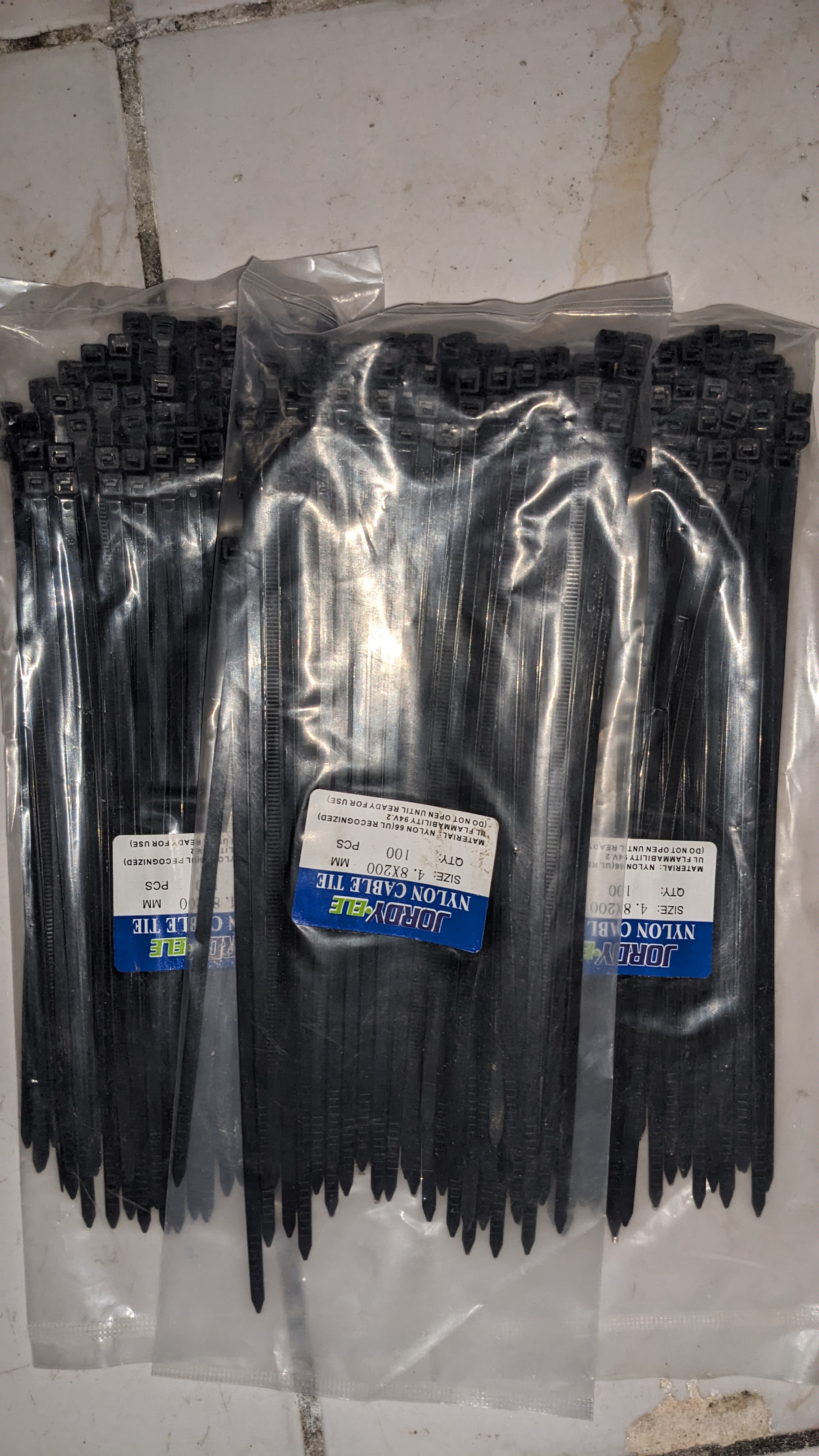 CABLE TIE (COLSON) 4.8 x 200MM NYLON JORDY ELE BLACK